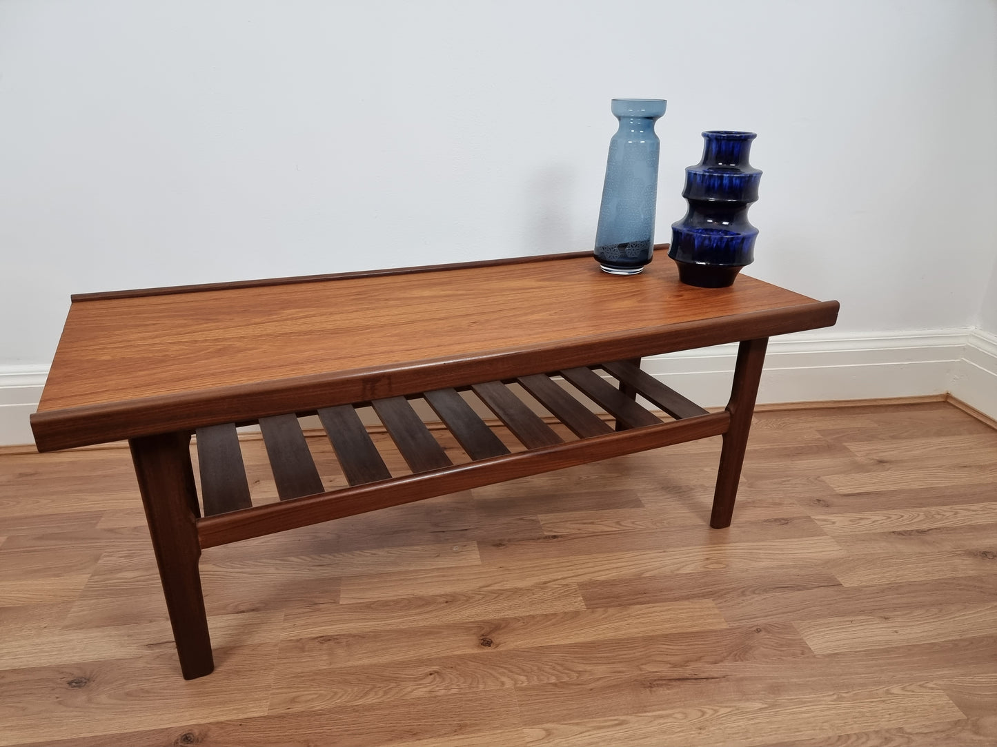 Myer Teak Slatted Long John Coffee Table. Vintage Danish Style