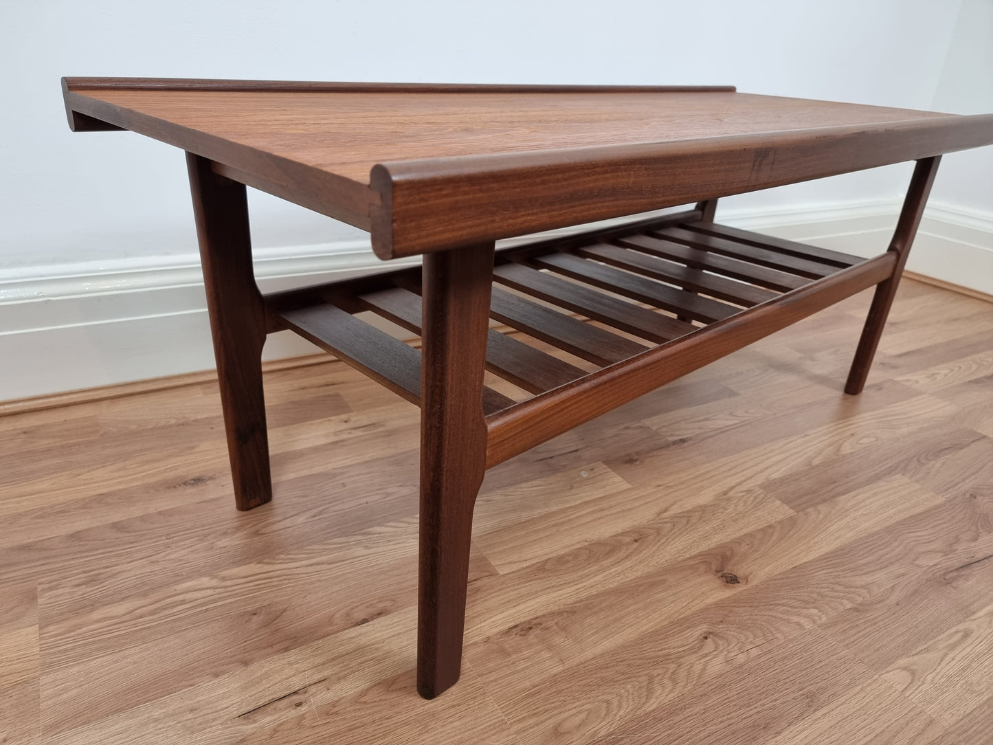 Myer Teak Slatted Long John Coffee Table. Vintage Danish Style