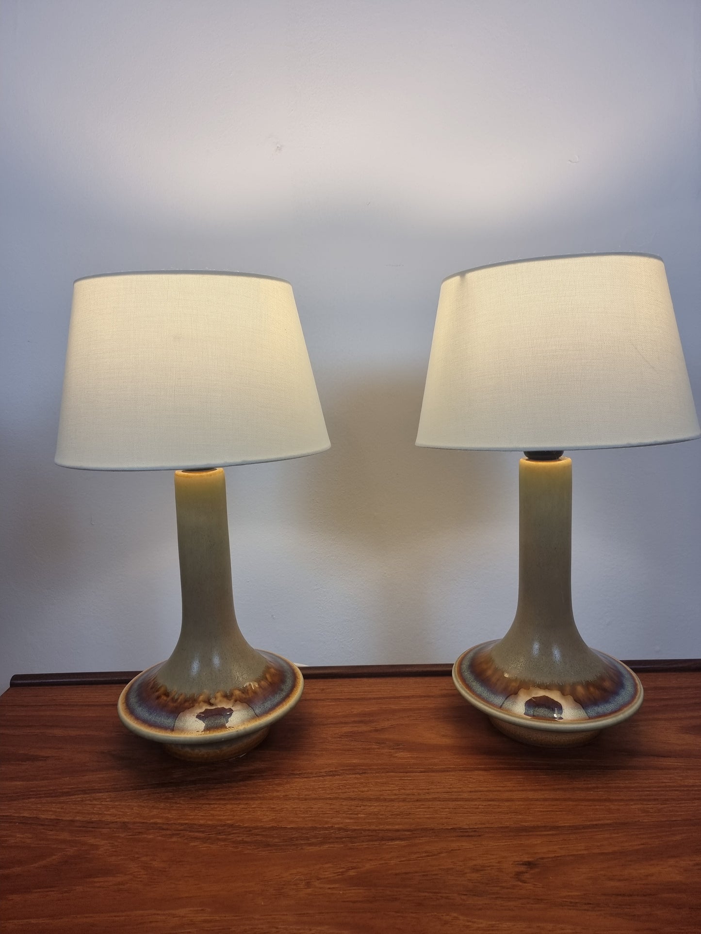 Søholm (Soholm) Pair of Sculptural Model 1068 UFO Sharped Table Lamps Danish Modern 1960s