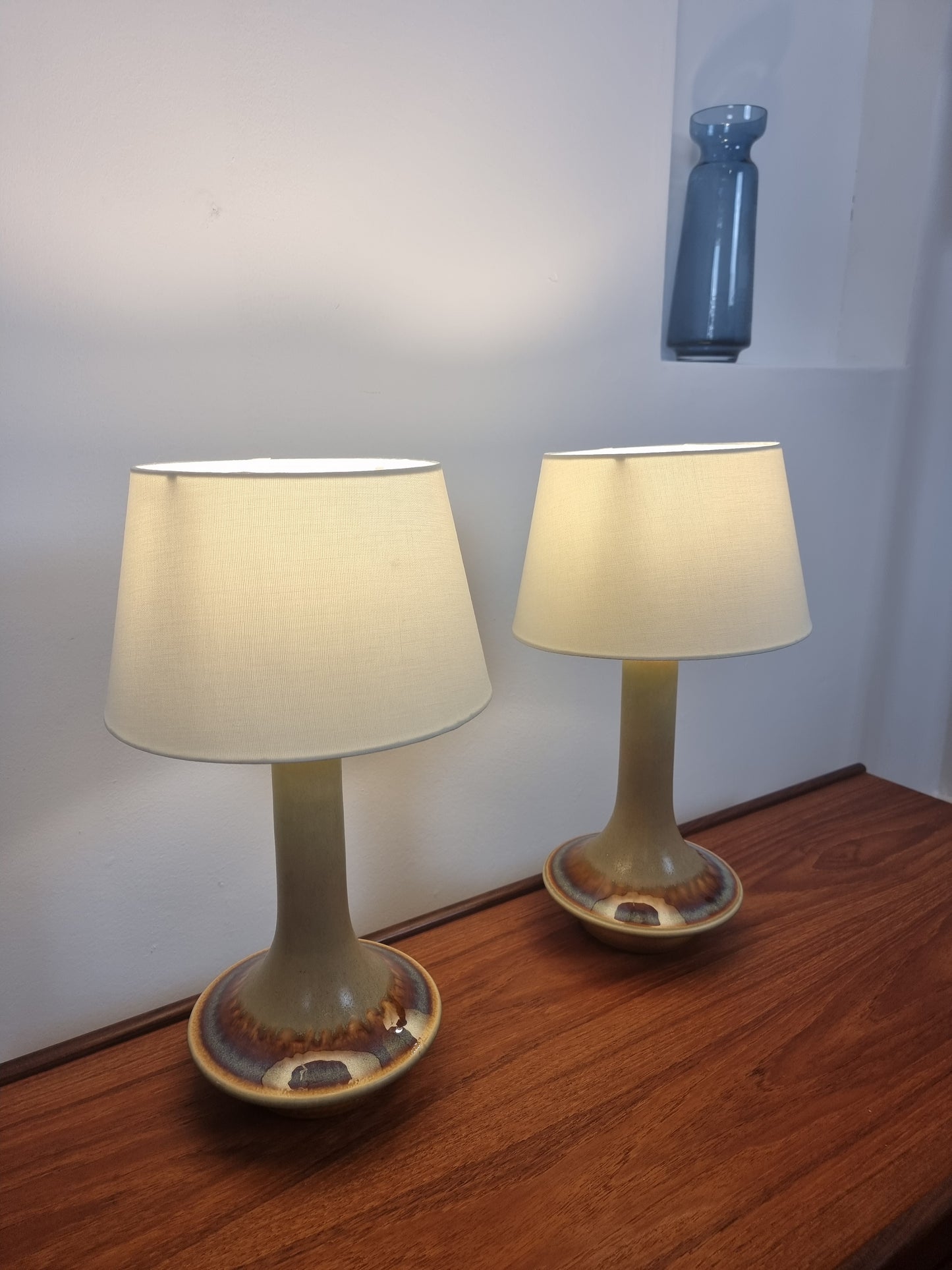 Søholm (Soholm) Pair of Sculptural Model 1068 UFO Sharped Table Lamps Danish Modern 1960s