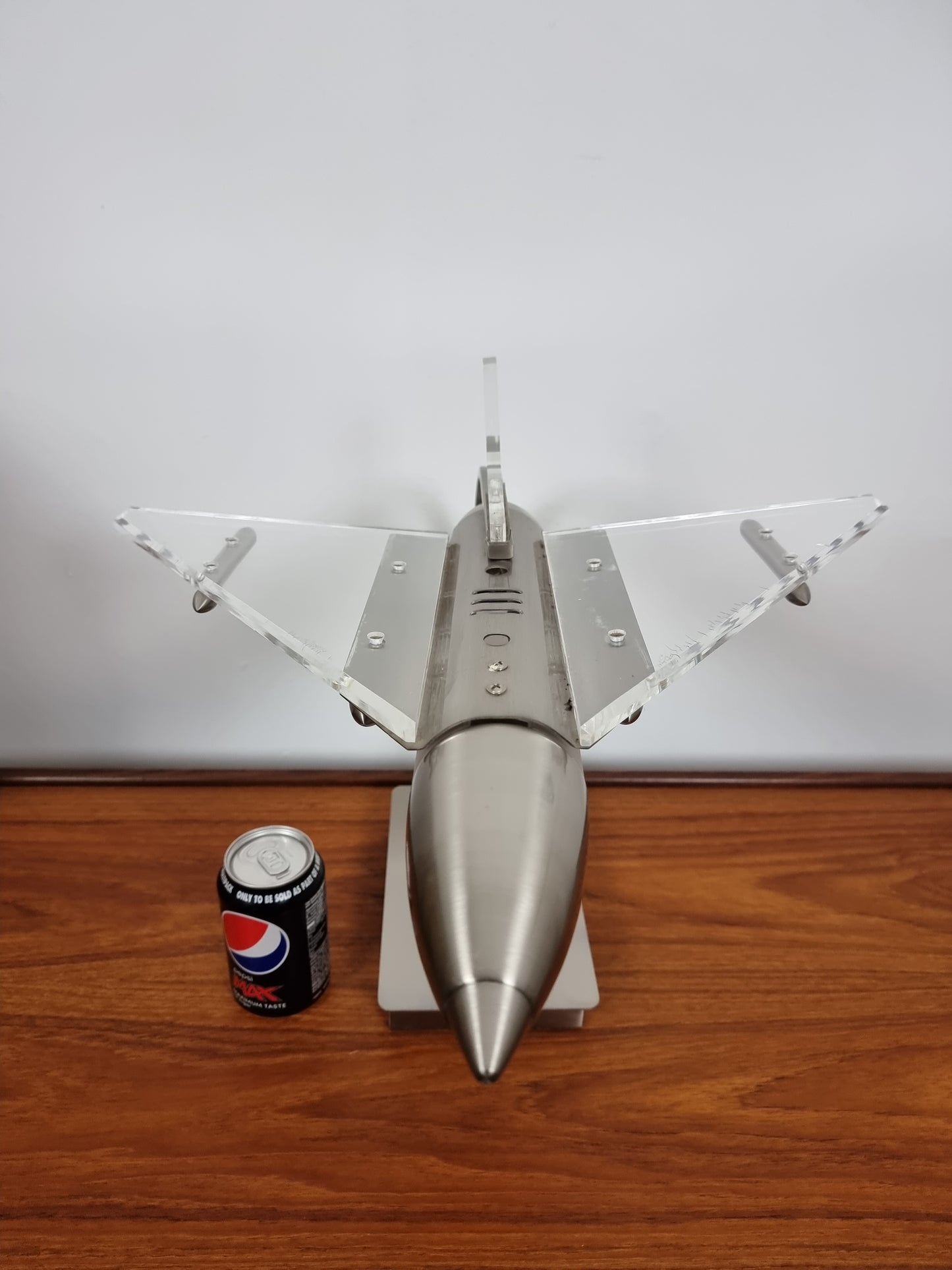 1980s Steel and clear Perspex retro jet plane table lamp