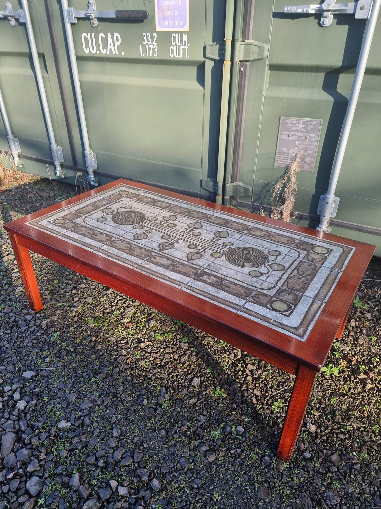 Rosewood Coffee Table with Ceramic Top by Oxart for Møbelintarsia, Denmark 1970s