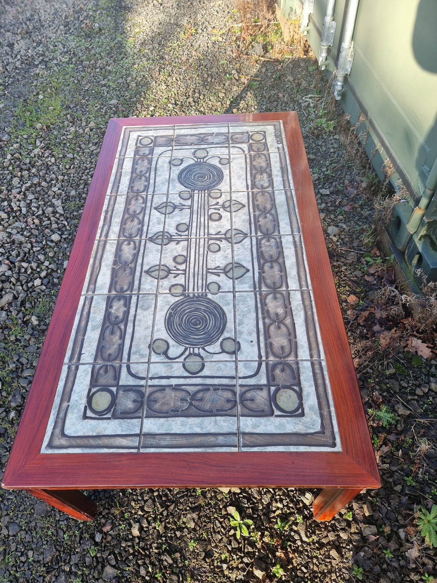 Rosewood Coffee Table with Ceramic Top by Oxart for Møbelintarsia, Denmark 1970s