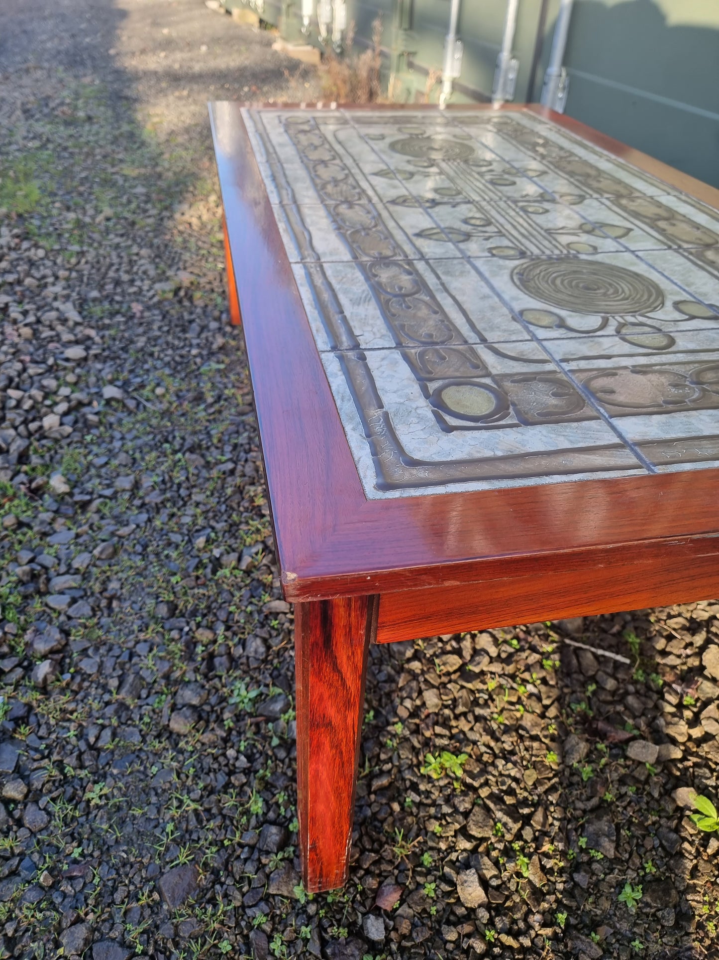 Rosewood Coffee Table with Ceramic Top by Oxart for Møbelintarsia, Denmark 1970s