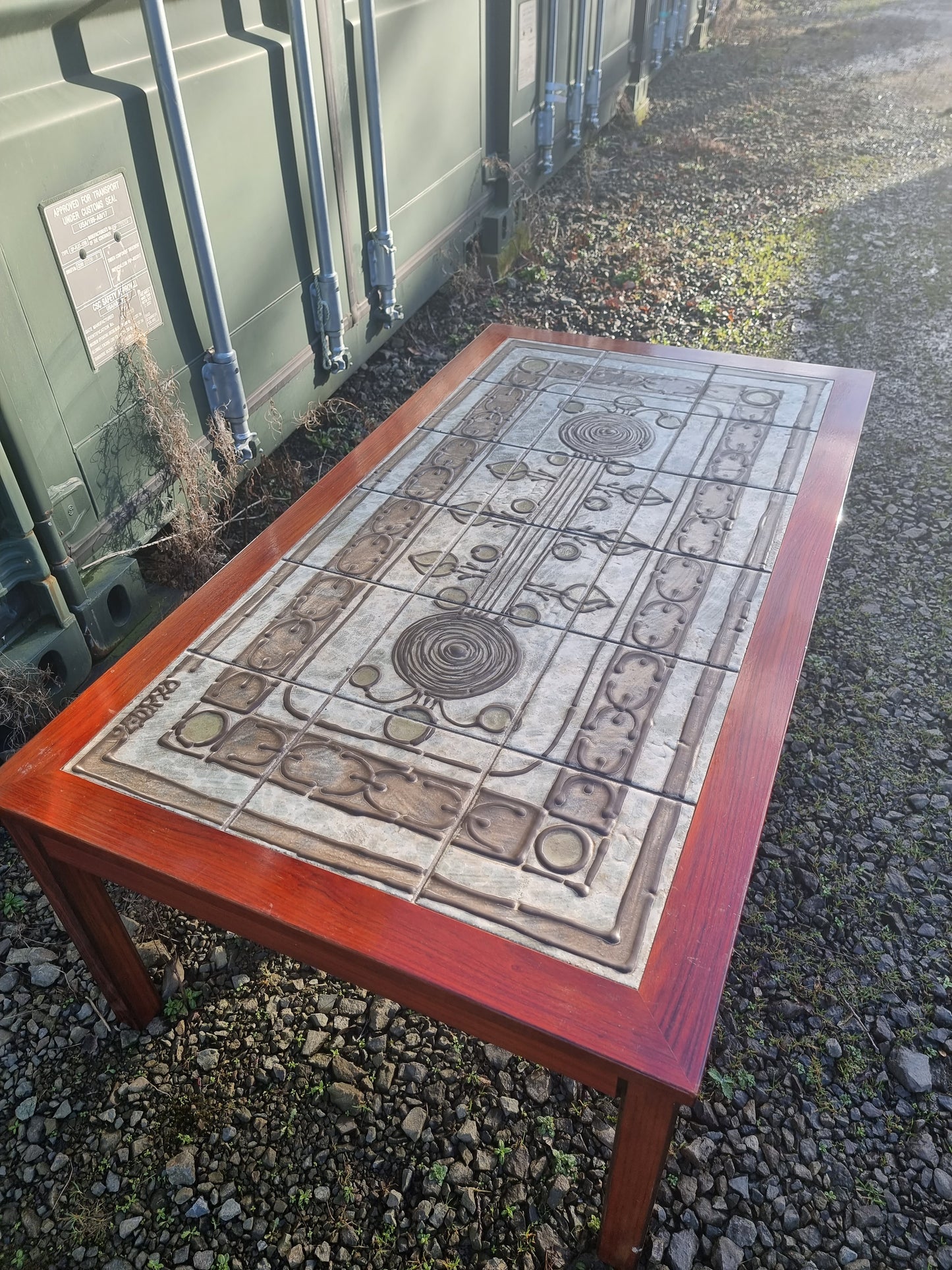 Rosewood Coffee Table with Ceramic Top by Oxart for Møbelintarsia, Denmark 1970s