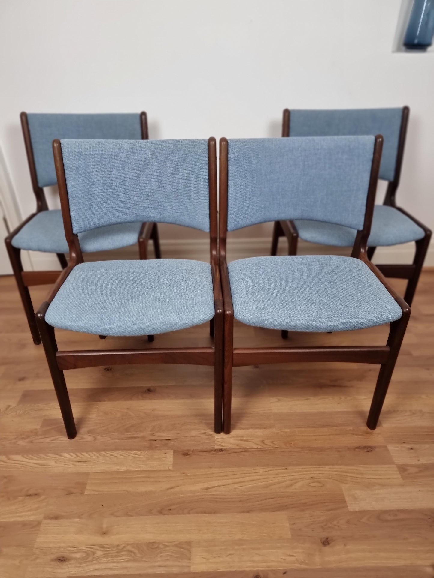 4 X Teak MCM Danish Dining Chairs with wool By Erik Buch Model 89