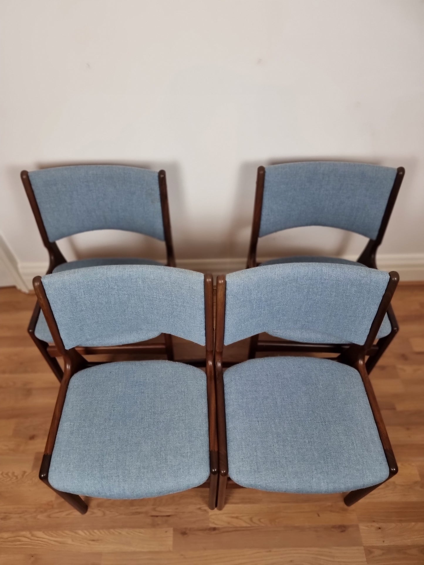 4 X Teak MCM Danish Dining Chairs with wool By Erik Buch Model 89