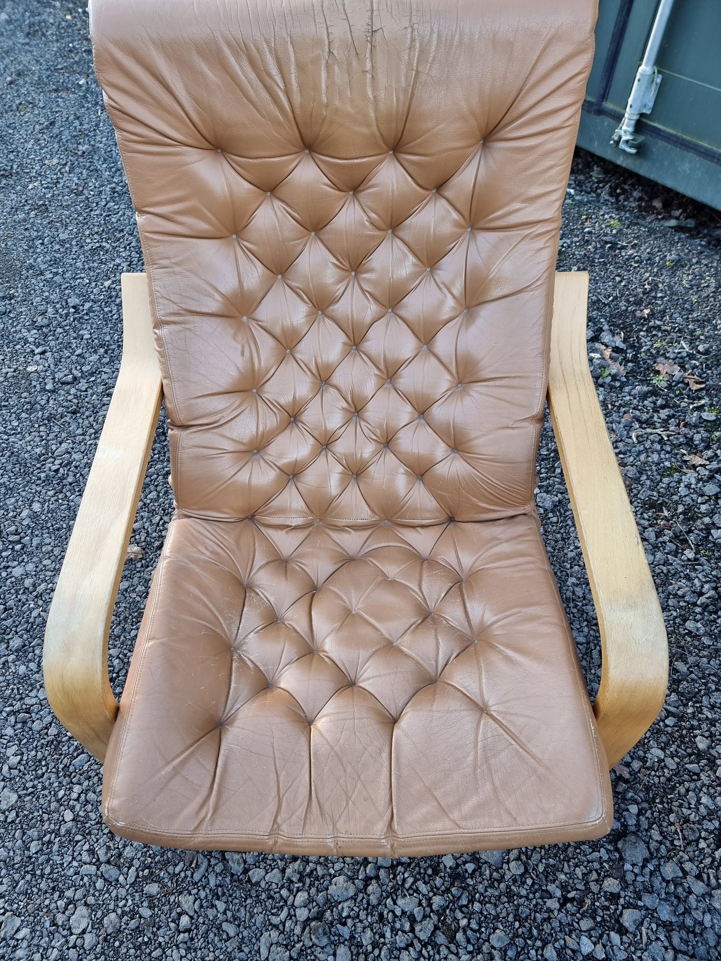 Pair Tan Leather Poem Chairs Designed By Noboru Nakamura for IKEA