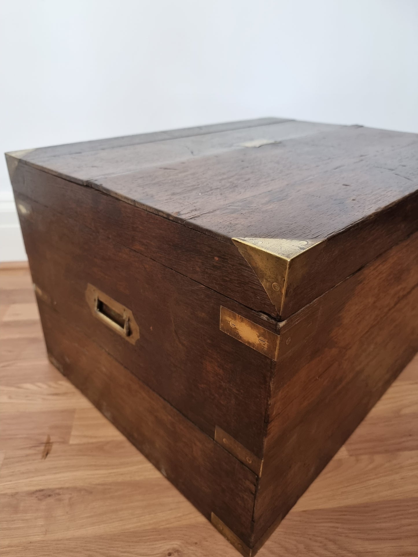 Antique Victorian Camphor Wood & Brass Campaign Trunk/Chest