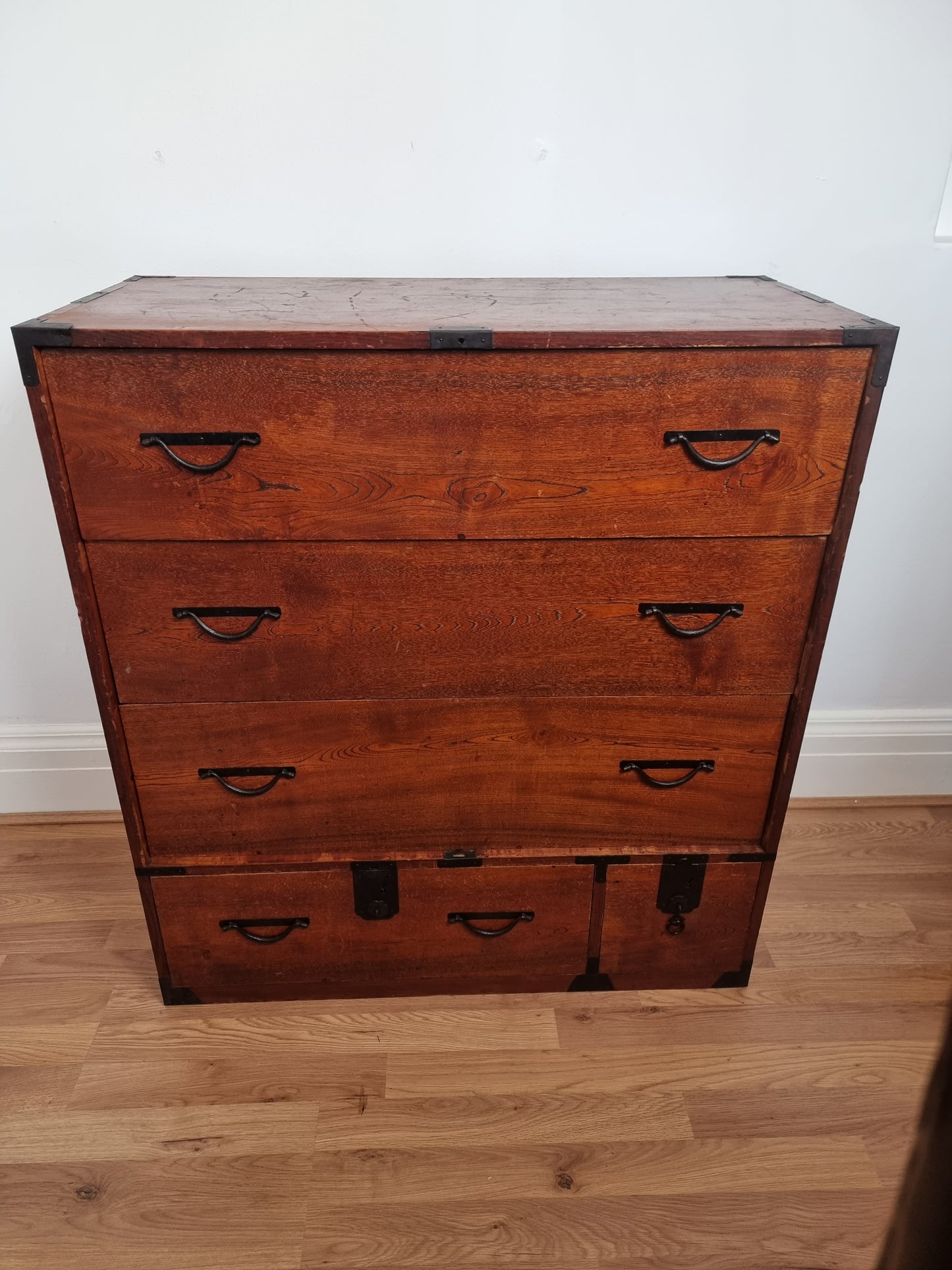 Early 20th century antique Kiri Wood Japanese Tansu Chest of Drawers