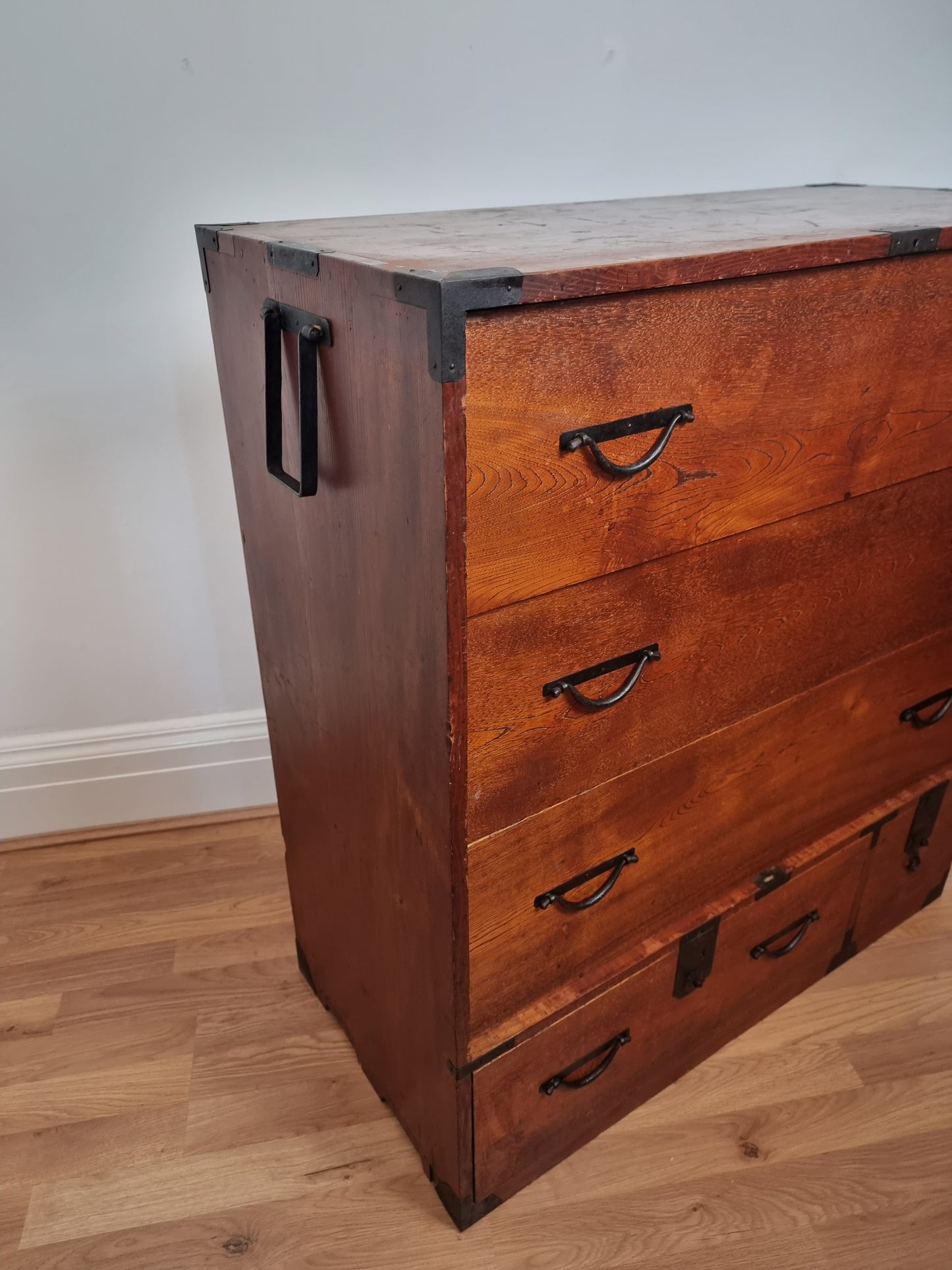 Early 20th century antique Kiri Wood Japanese Tansu Chest of Drawers