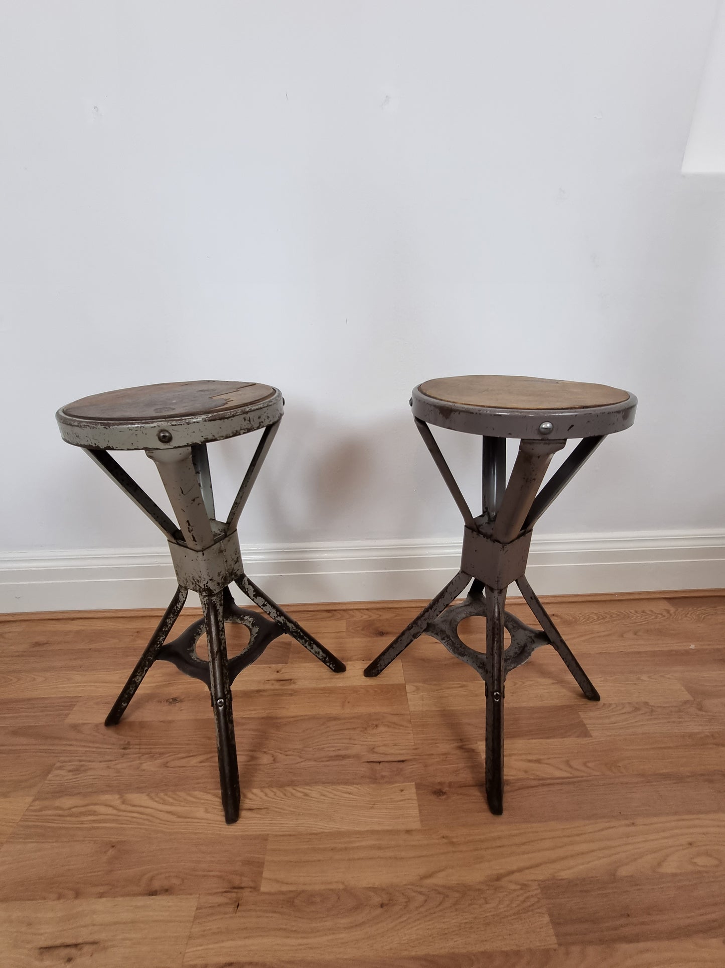 Pair of Vintage Industrial Evertaut Factory Machinist Engineers Stools