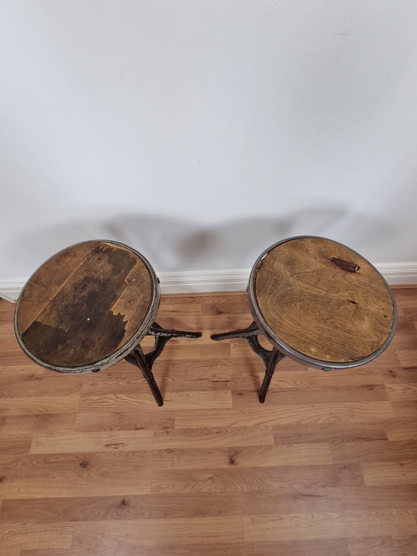 Pair of Vintage Industrial Evertaut Factory Machinist Engineers Stools