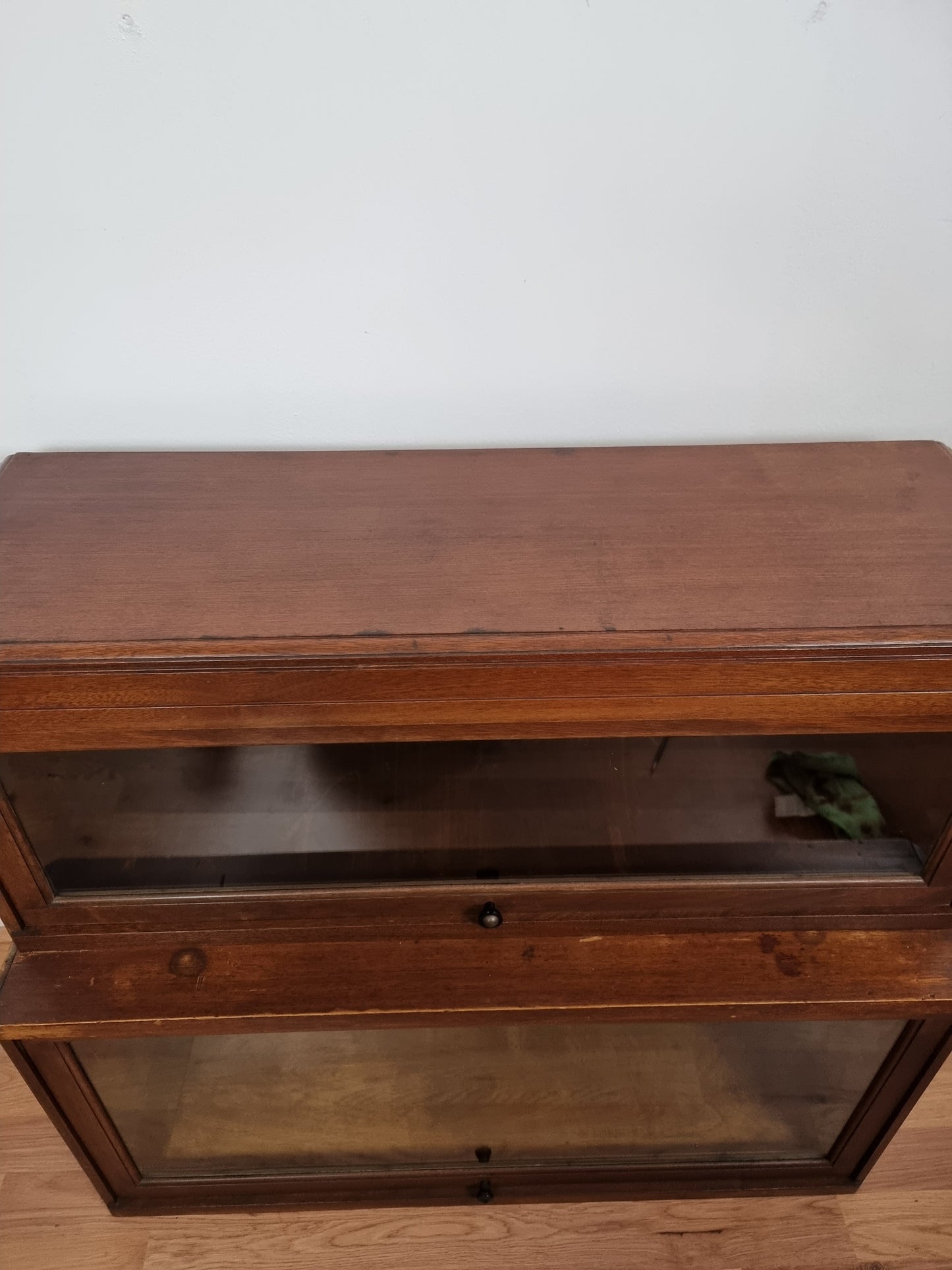 Vintage Globe Wernicke Solid Oak Stacking Barristers Cabinet 2 Tier Bookcase