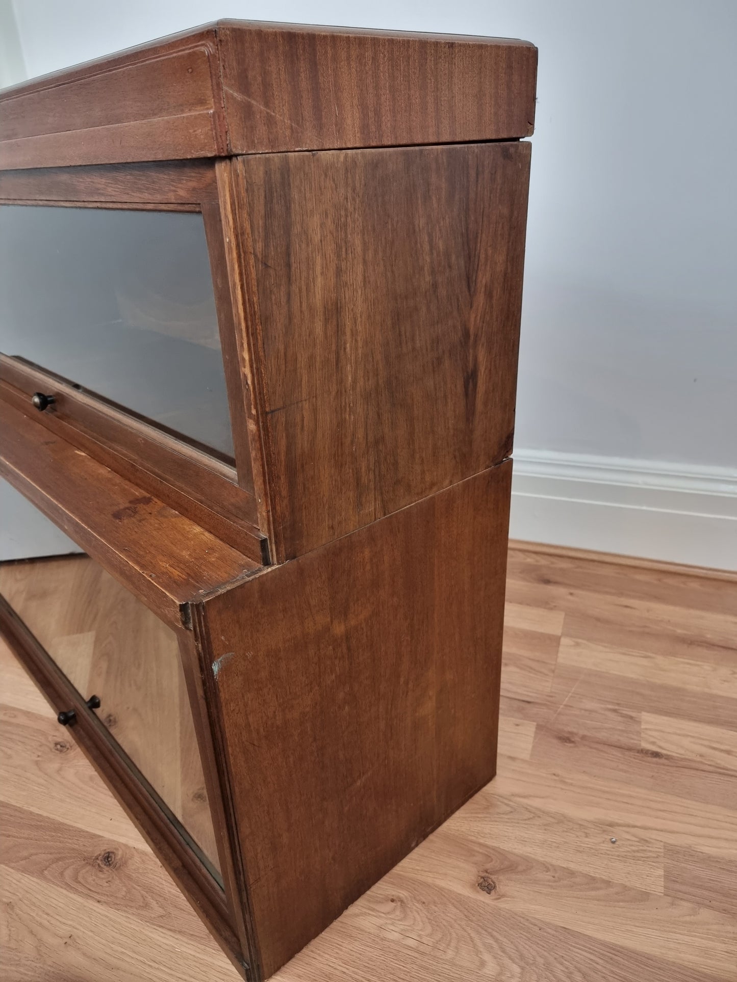 Vintage Globe Wernicke Solid Oak Stacking Barristers Cabinet 2 Tier Bookcase