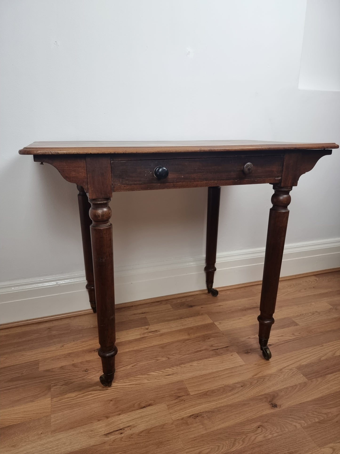 Antique Victorian Holland & Sons Mahogany Writing Table Brass Castors