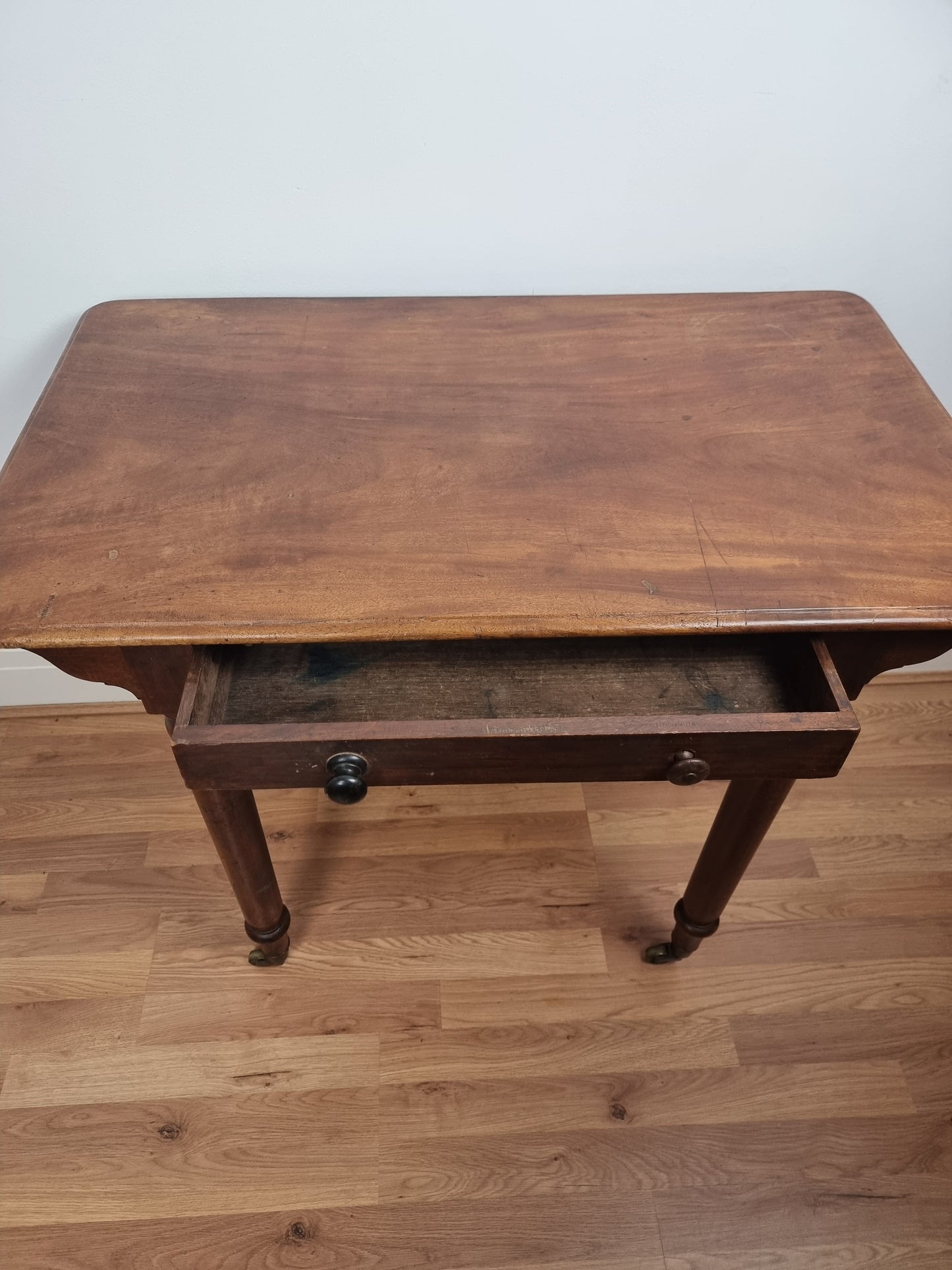 Antique Victorian Holland & Sons Mahogany Writing Table Brass Castors