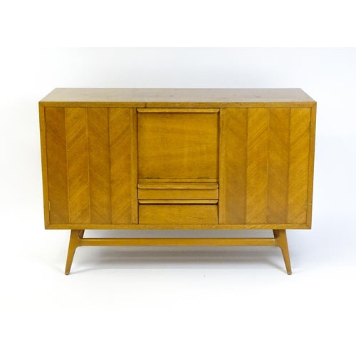 Rare Mid Century Everest Chevron Oak Sideboard