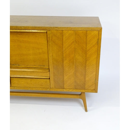 Rare Mid Century Everest Chevron Oak Sideboard