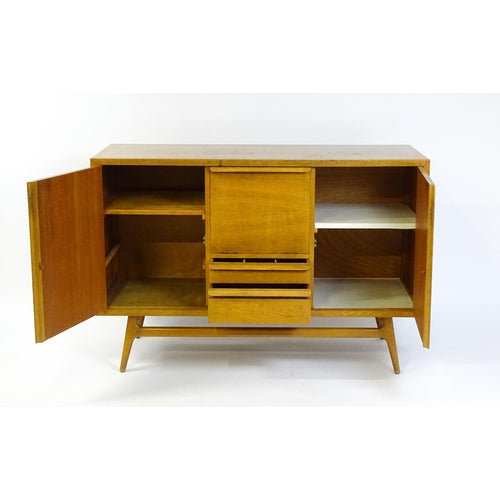 Rare Mid Century Everest Chevron Oak Sideboard