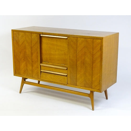 Rare Mid Century Everest Chevron Oak Sideboard