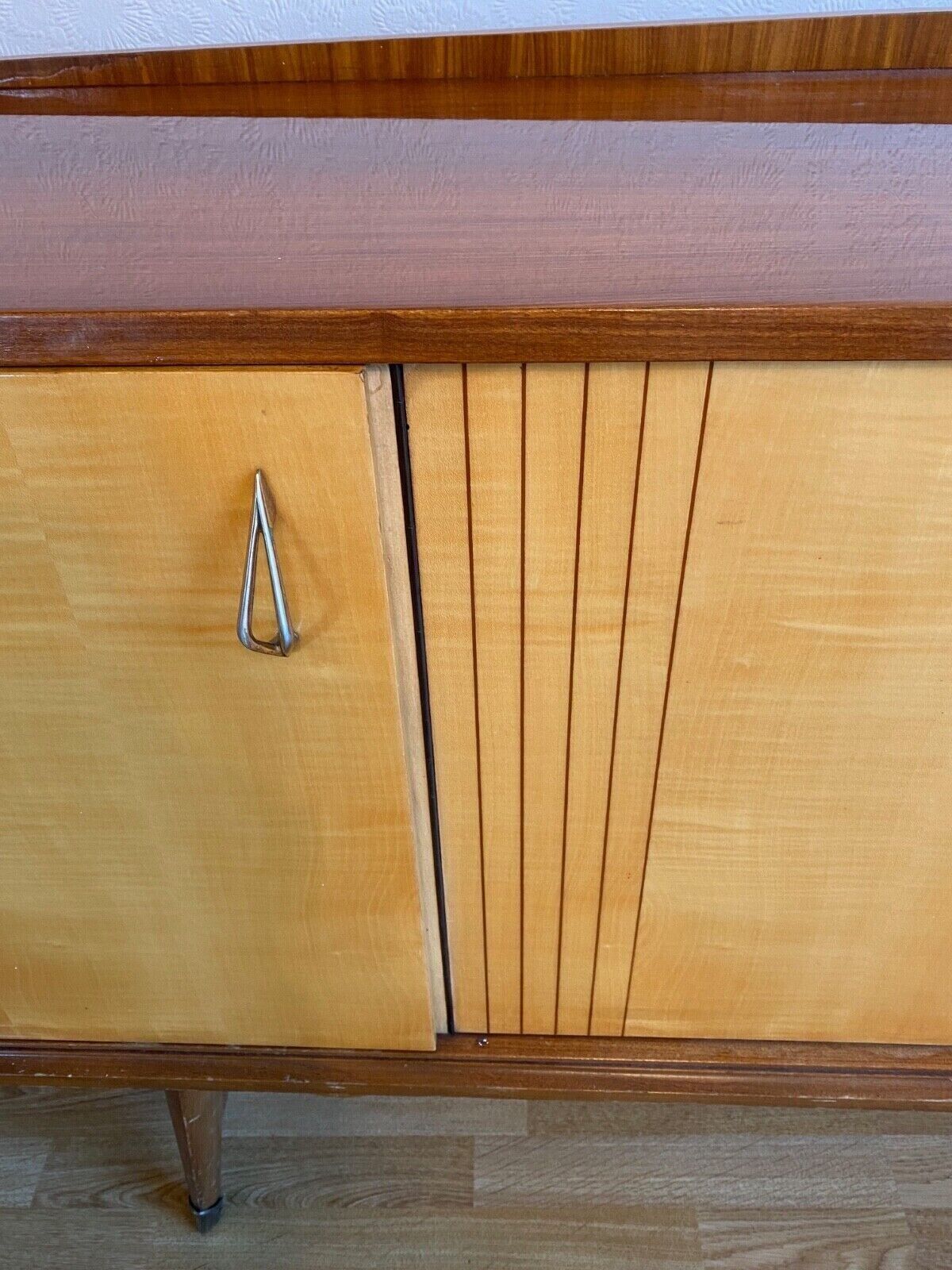 Large Rare Retro 1950s Satinwood & Mahogany Time Furnishings Sideboard/Credenza Condition: Used