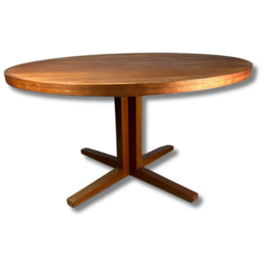 Heltborg Mobler Danish Teak Circular Extending Dining Table With Two Leaves