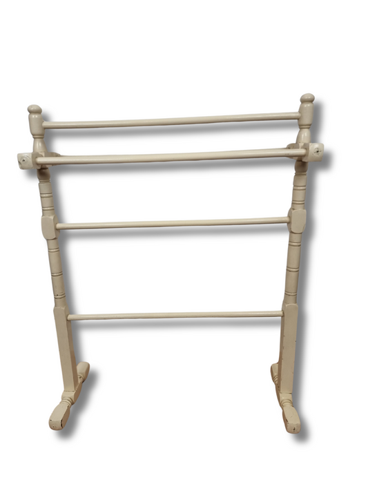 Antique Victorian White Painted Pine Towel Rack/Rail